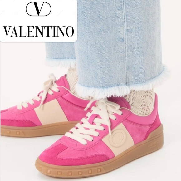 NIB [Valentino] Upvillage Crosta Sneakers In Cyclamen Pink Women's US 8 / EU 39 - Picture 2 of 15